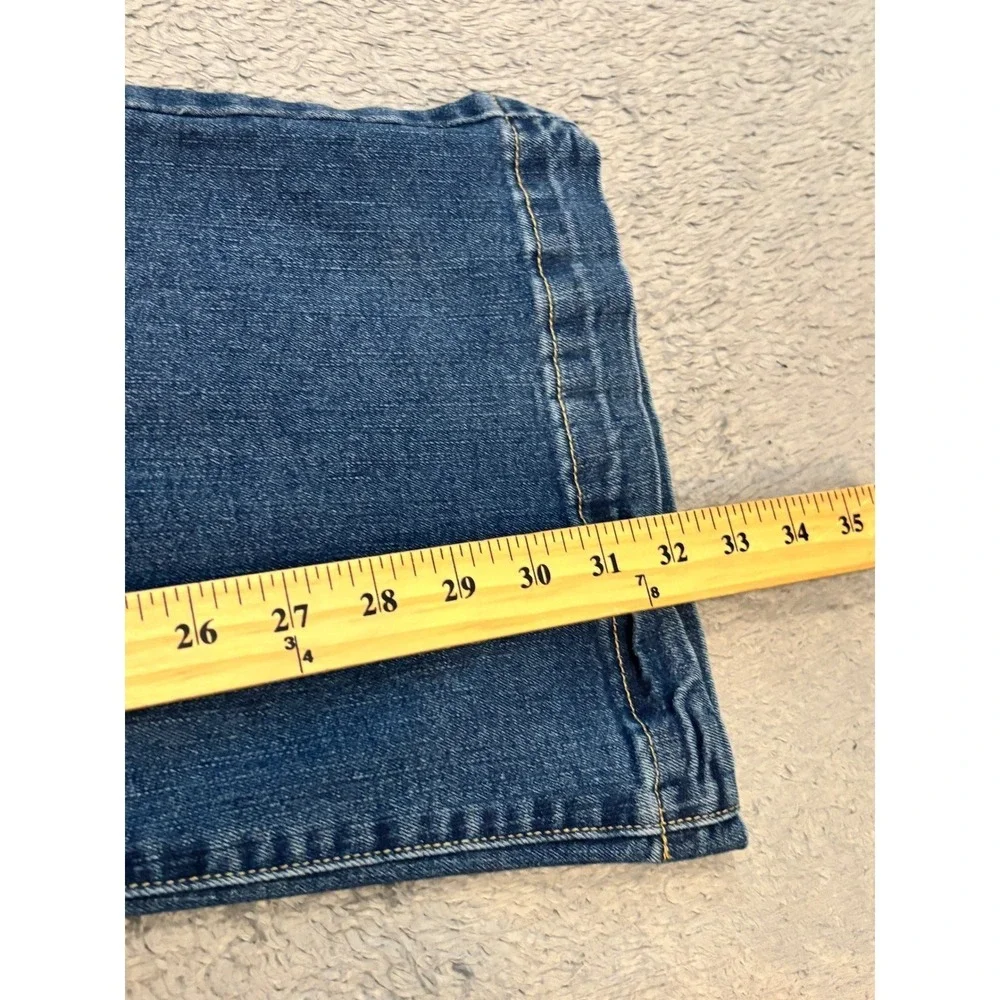 Flamingals Flare Leg Jeans Womens Size L Blue Denim Flap Pocket High Rise